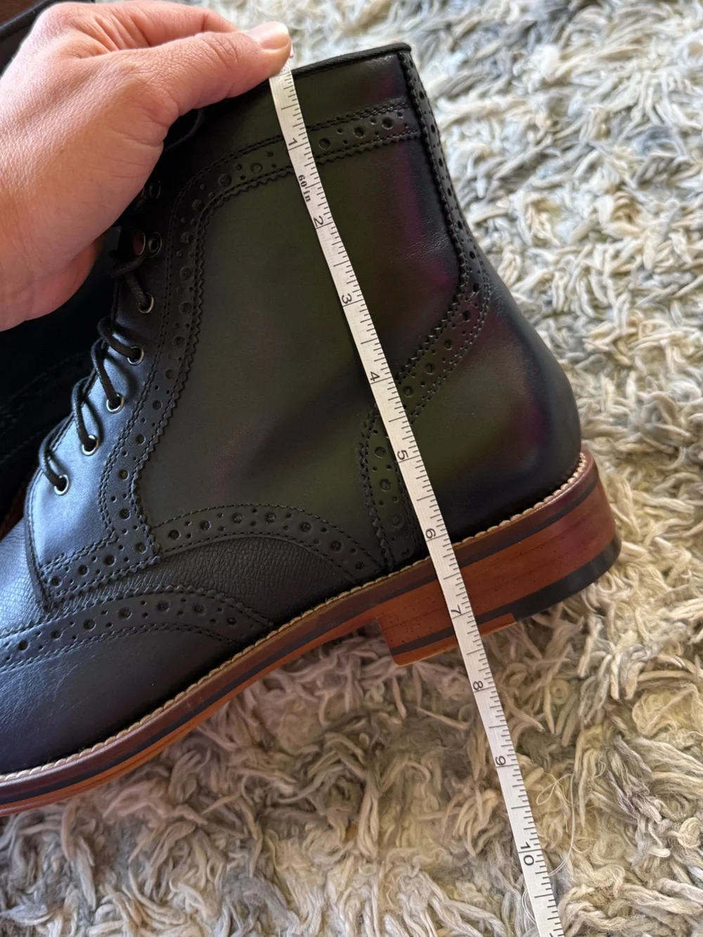 NEW Johnston & Murphy Lace Up Black Wing Tip Boots Men 11.5M Leather Dress Ankle